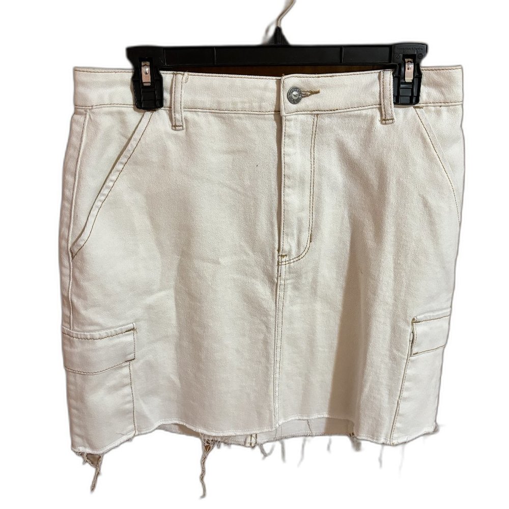 Hollister Ultra High Rise White Denim‎ Skirt